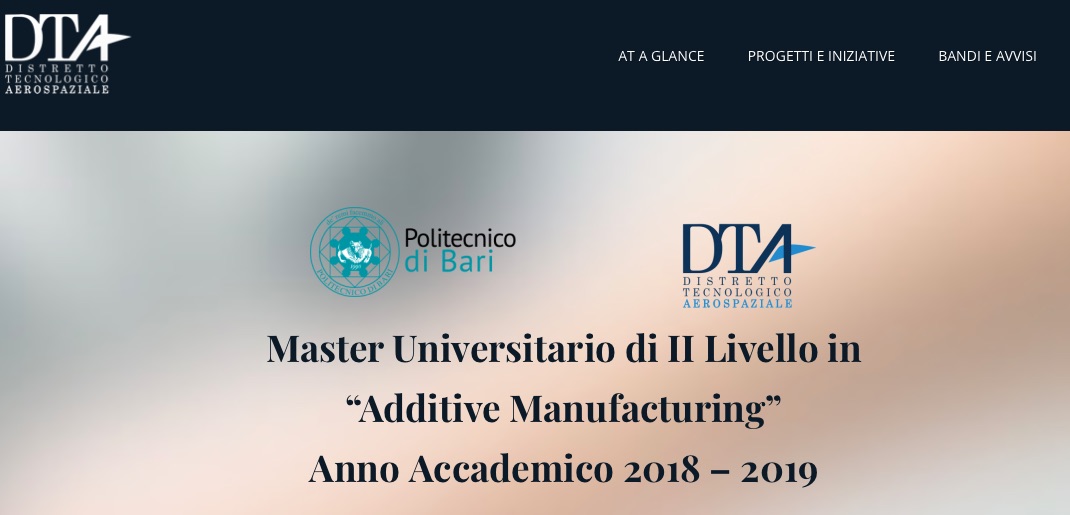 Master Politecnico di Bari e Distretto Tecnologico Aerospaziale in additive manufacturing per l'aerospazio
