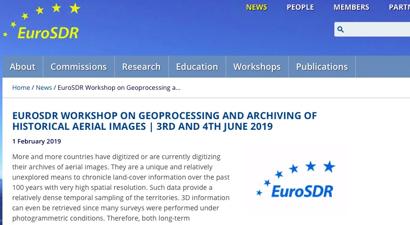 EuroSDR workshop on geoprocessing and archiving of historical aerial images in Saint Mandé 3-4 giugno 2019
