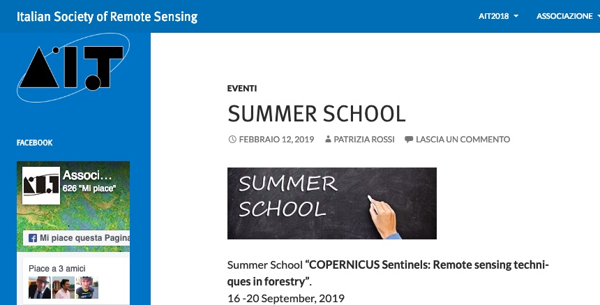 AIT - Associazione Italiana di Telerilevamento, Summer School: Copernicus Remote Sensing Techniques in Forestry