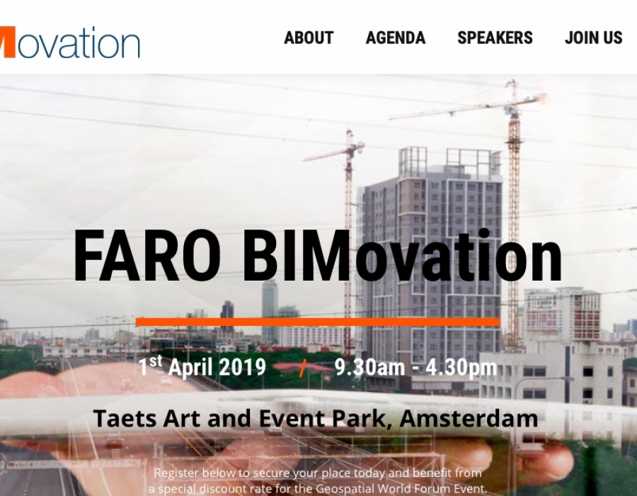 Faro organizza il suo roadshow BIMovation europeo come evento pre-conferenza al Geospatial World Forum 2019