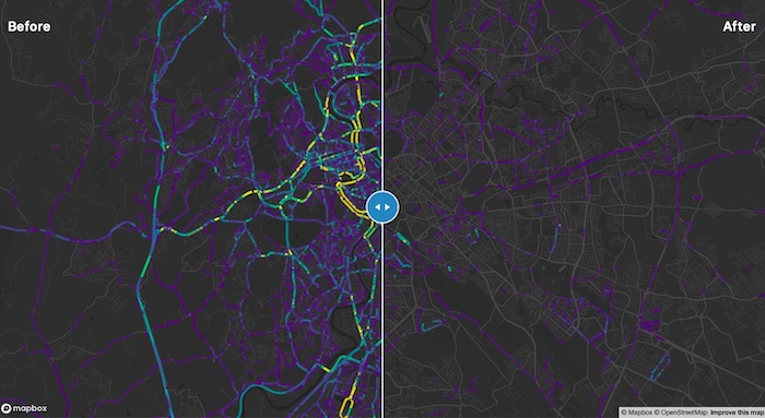 MapboxTraffico red