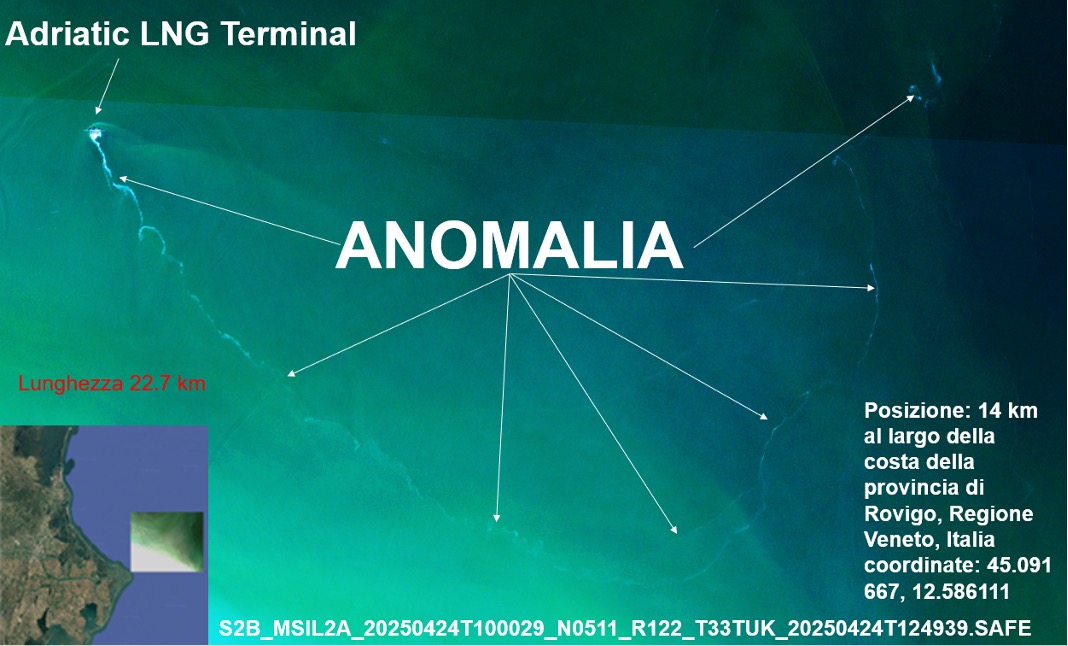 Inquinamento o processi naturali? schiume anomale nel Nord Adriatico. Satelliti Sentinel rivelano emissioni dal rigassificatore offshore Adriatic LNG
