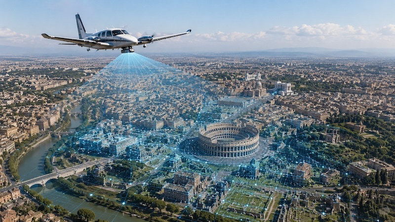 Vista aerea urbana di Roma per rilievi fotogrammetrici ad alta risoluzione