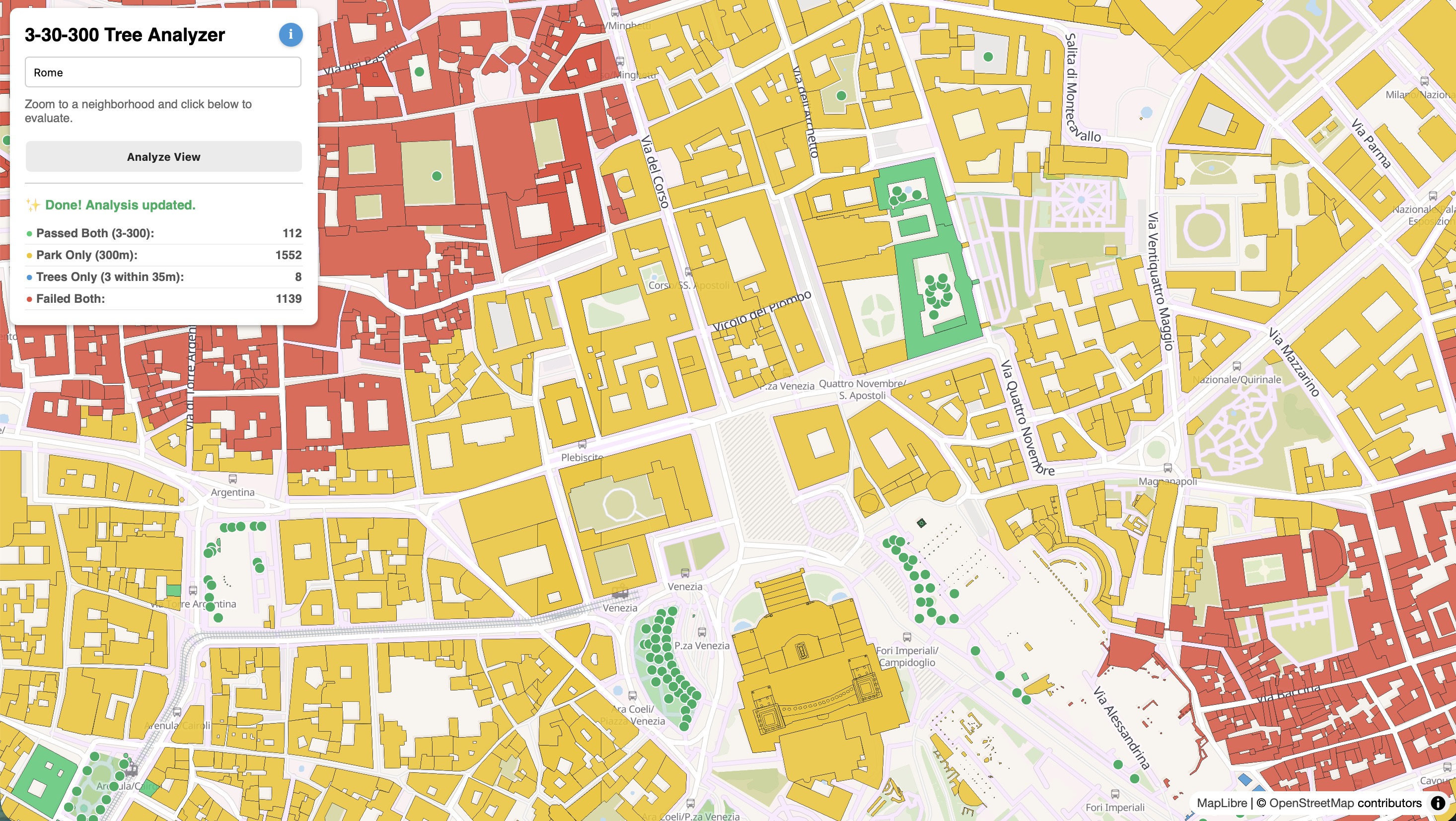 OpenStreetMap, analisi spaziale e strumenti open source per misurare l'accessibilità agli alberi e ai parchi nelle città