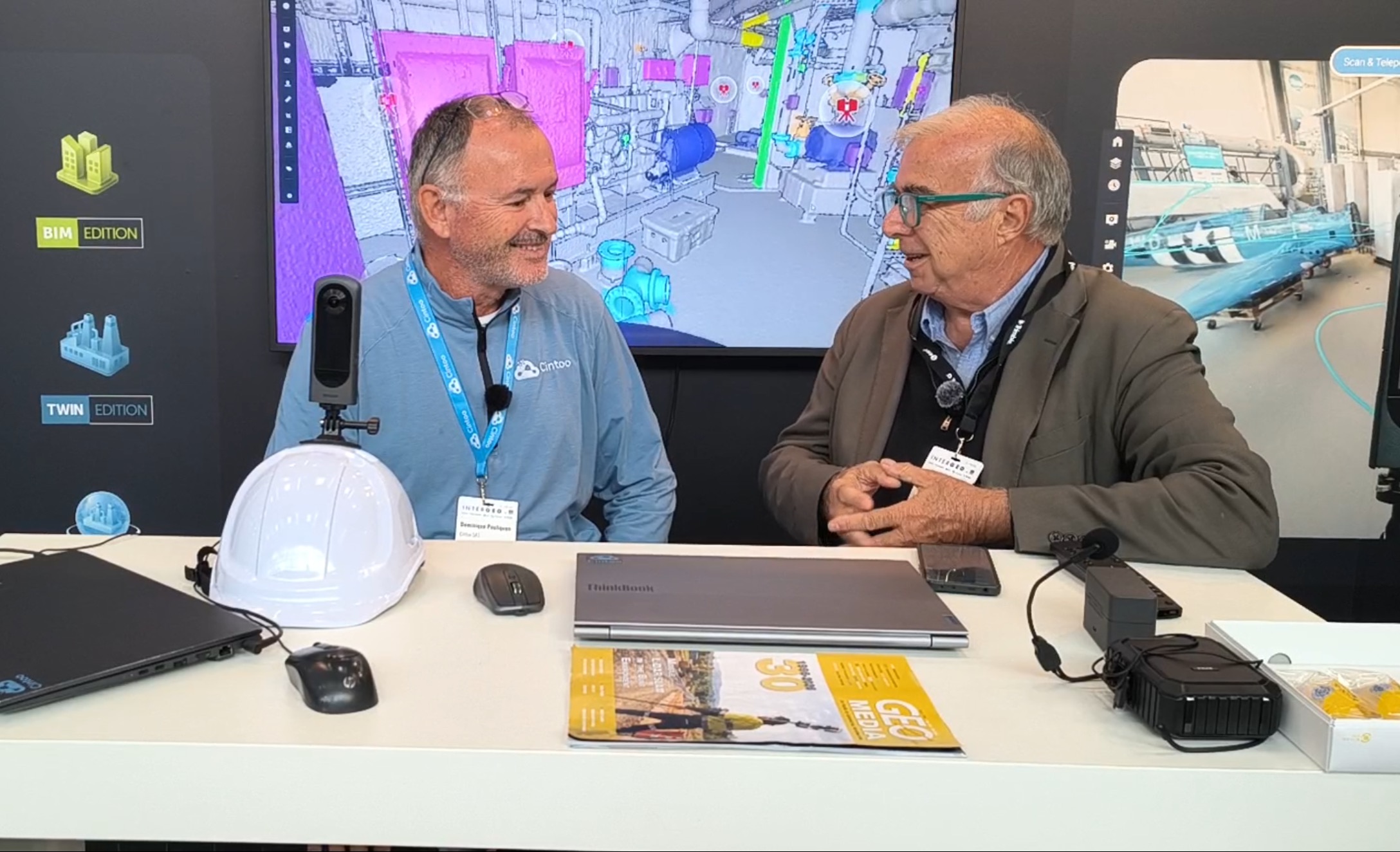 Renzo Carlucci of GEOmedia Magazine interviews Dominique Pouliquen, CEO and co-founder of Cintoo, at INTERGEO 2026 in Munich