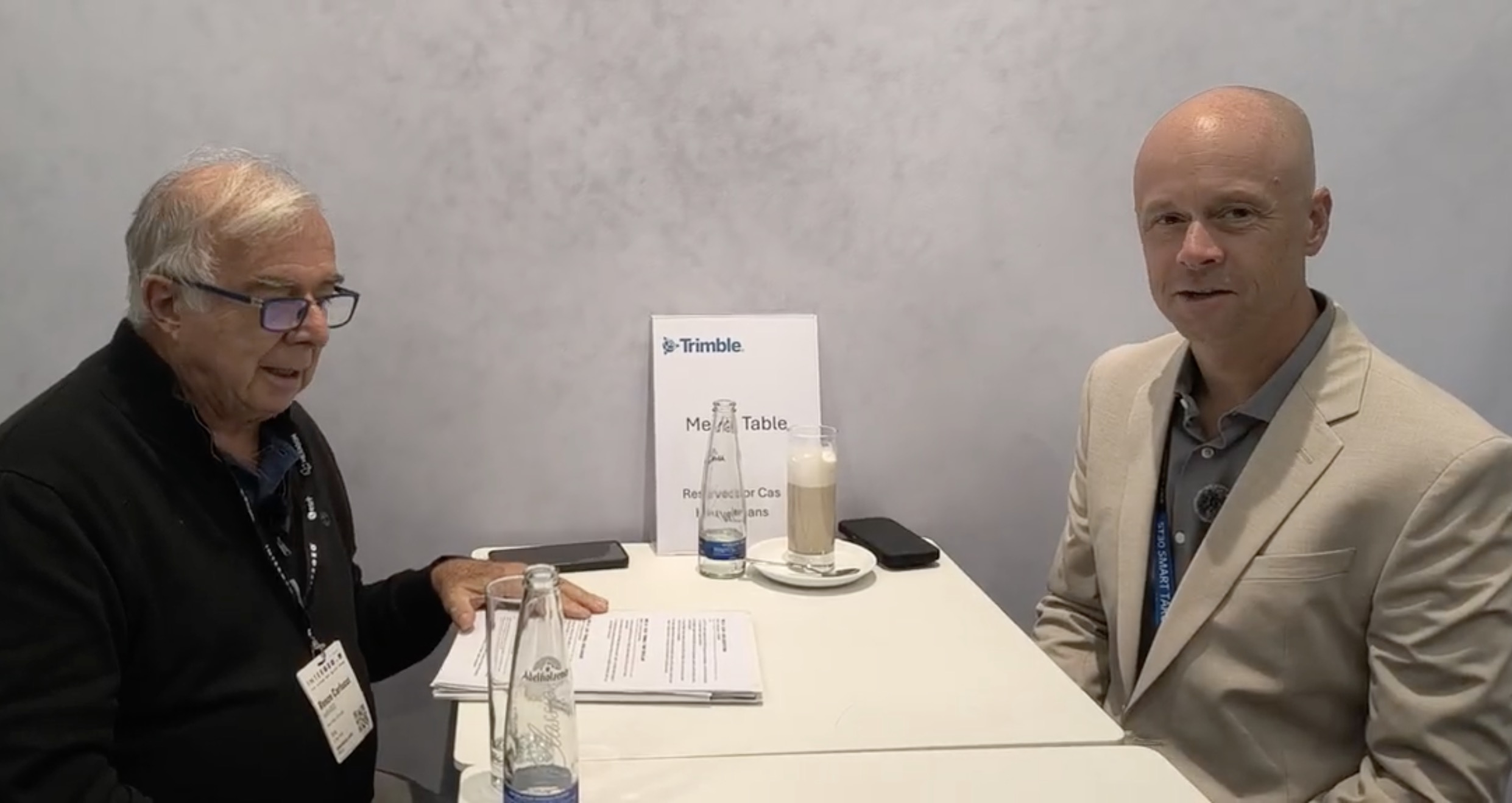 Renzo Carlucci of GEOmedia Magazine interviews Chris Trevillian of Trimble at INTERGEO 2026 in Munich