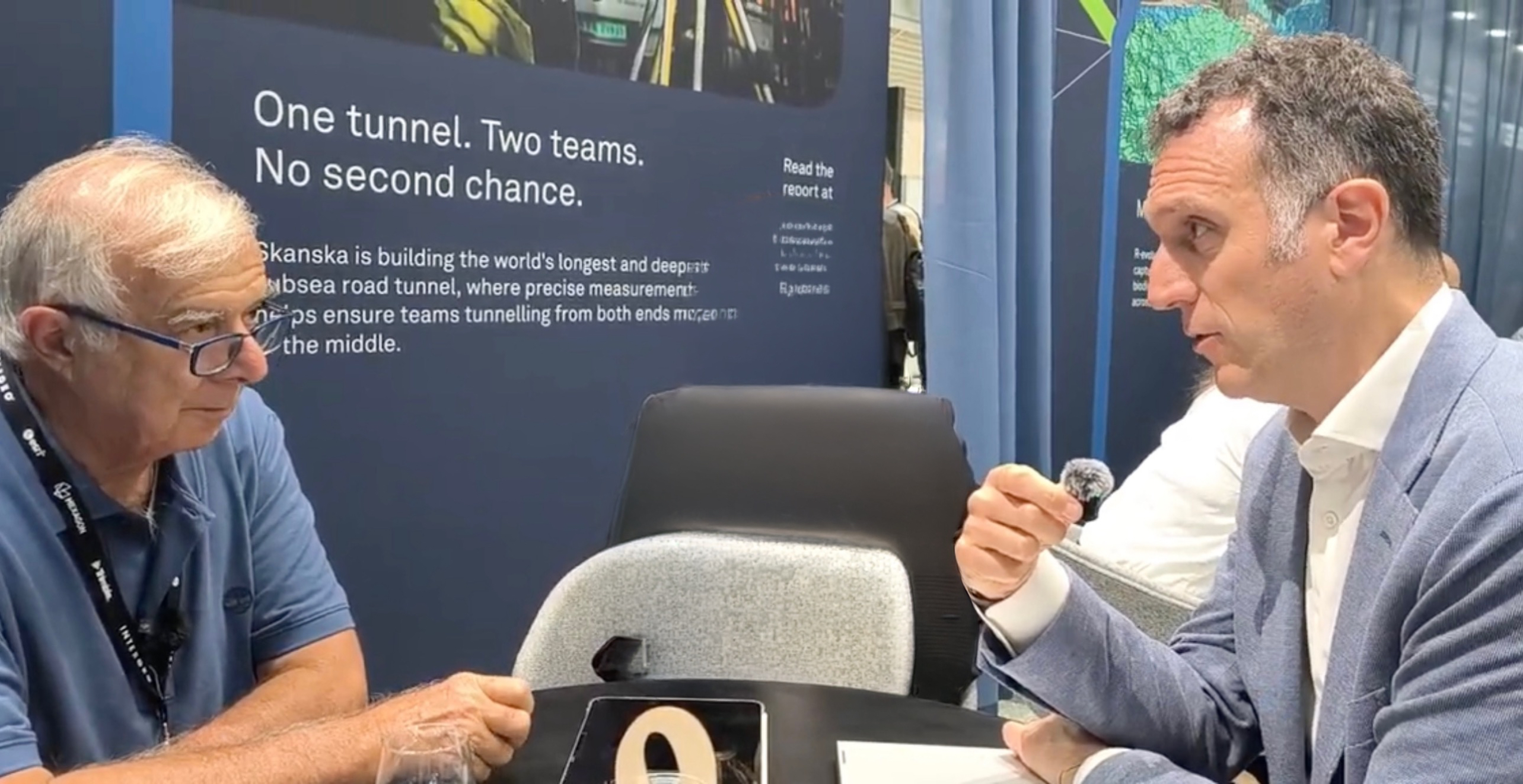 Renzo Carlucci of GEOmedia Magazine interviews Andrea Biasion and Luana Febi of Leica Geosystems at INTERGEO 2026 in Munich