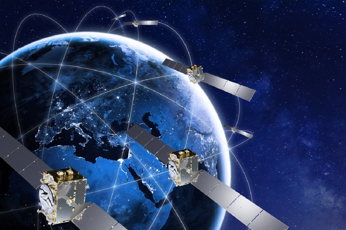 Rappresentazione di un satellite Galileo di seconda generazione G2 per il sistema europeo GNSS.