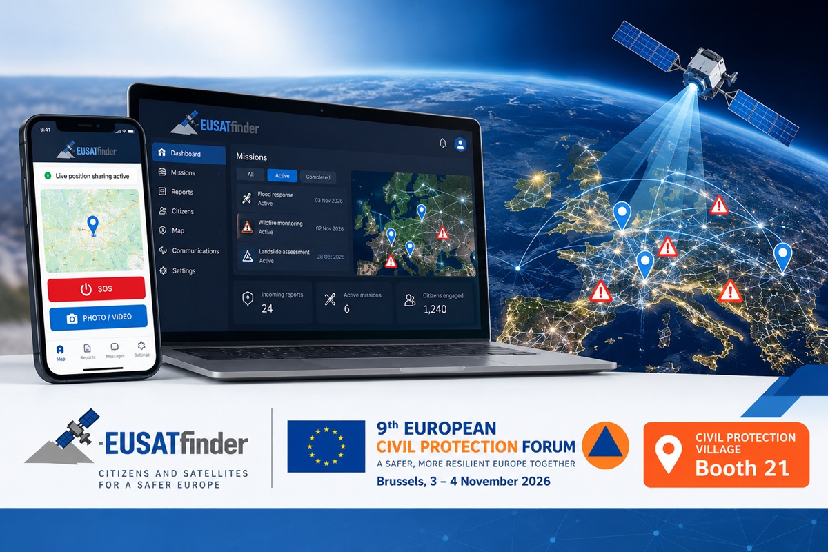 EUSATfinder al Forum europeo della protezione civile: una nuova app per segnalare le aree di emergenza